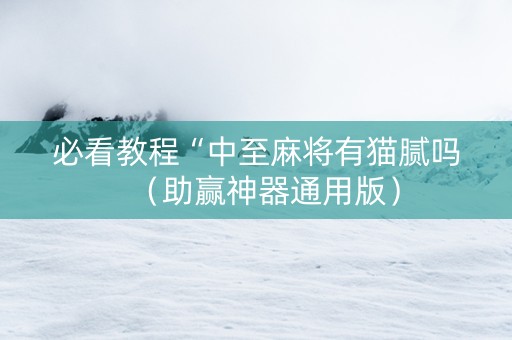 必看教程“中至麻将有猫腻吗（助赢神器通用版）
