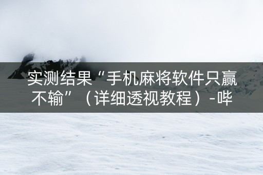 实测结果“手机麻将软件只赢不输”（详细透视教程）-哔哩哔哩