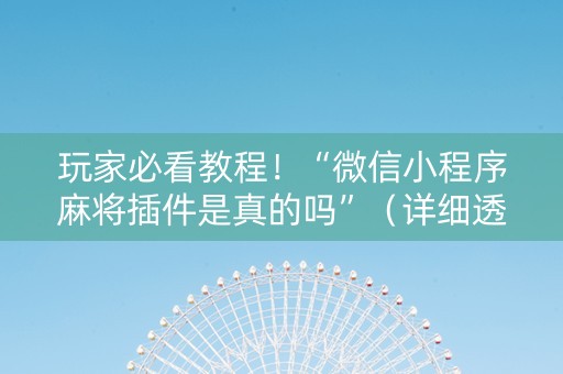 玩家必看教程！“微信小程序麻将插件是真的吗”（详细透视教程）-哔哩哔哩