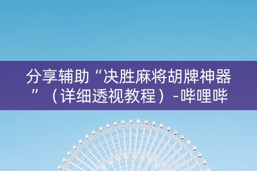 分享辅助“决胜麻将胡牌神器”（详细透视教程）-哔哩哔哩