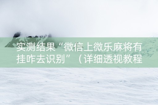 实测结果“微信上微乐麻将有挂咋去识别”（详细透视教程）-哔哩哔哩