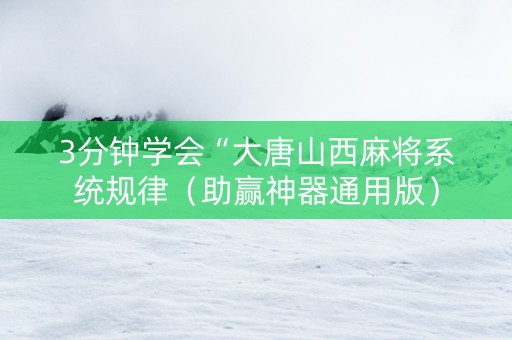 3分钟学会“大唐山西麻将系统规律（助赢神器通用版）