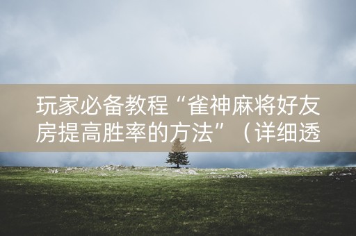 玩家必备教程“雀神麻将好友房提高胜率的方法”（详细透视教程）-哔哩哔哩