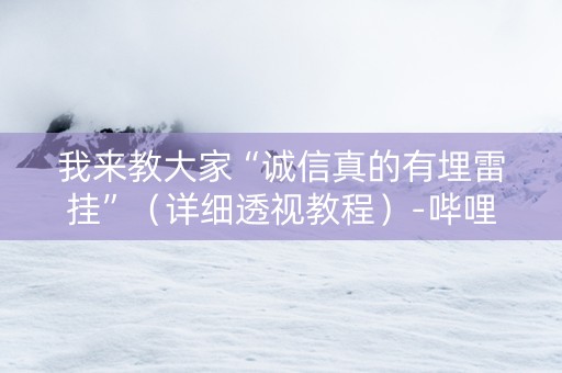 我来教大家“诚信真的有埋雷挂”（详细透视教程）-哔哩哔哩