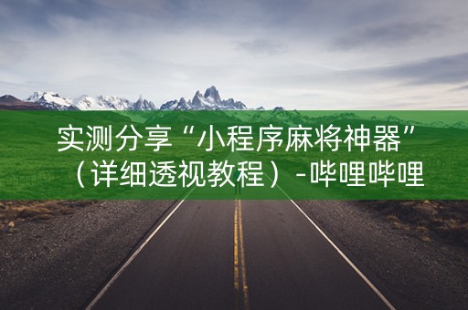 实测分享“小程序麻将神器”（详细透视教程）-哔哩哔哩