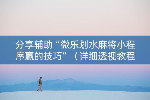 分享辅助“微乐划水麻将小程序赢的技巧”（详细透视教程）-哔哩哔哩