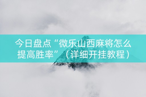 今日盘点“微乐山西麻将怎么提高胜率”（详细开挂教程）-哔哩哔哩