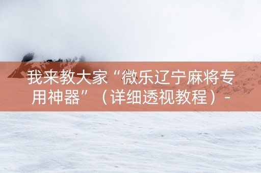 我来教大家“微乐辽宁麻将专用神器”（详细透视教程）-哔哩哔哩