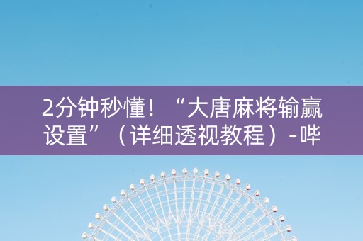 2分钟秒懂！“大唐麻将输赢设置”（详细透视教程）-哔哩哔哩