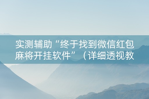 实测辅助“终于找到微信红包麻将开挂软件”（详细透视教程）-哔哩哔哩