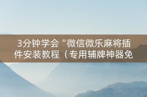 3分钟学会“微信微乐麻将插件安装教程（专用辅牌神器免安装）