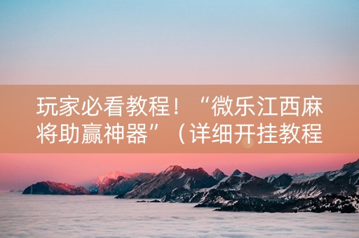 玩家必看教程！“微乐江西麻将助赢神器”（详细开挂教程）-哔哩哔哩