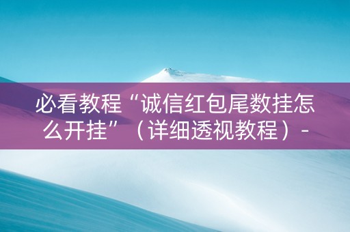 必看教程“诚信红包尾数挂怎么开挂”（详细透视教程）-哔哩哔哩