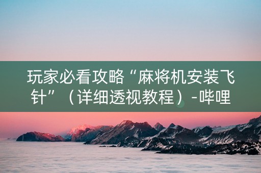 玩家必看攻略“麻将机安装飞针”（详细透视教程）-哔哩哔哩