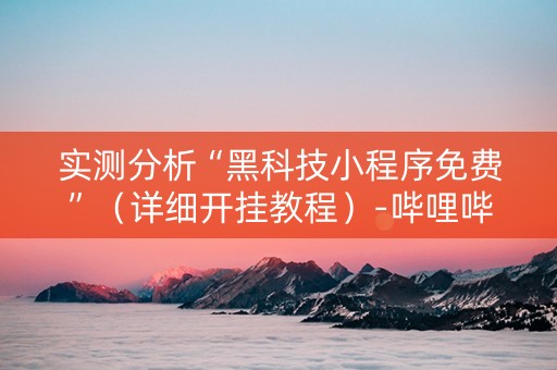实测分析“黑科技小程序免费”（详细开挂教程）-哔哩哔哩