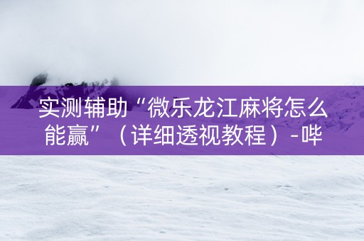 实测辅助“微乐龙江麻将怎么能赢”（详细透视教程）-哔哩哔哩