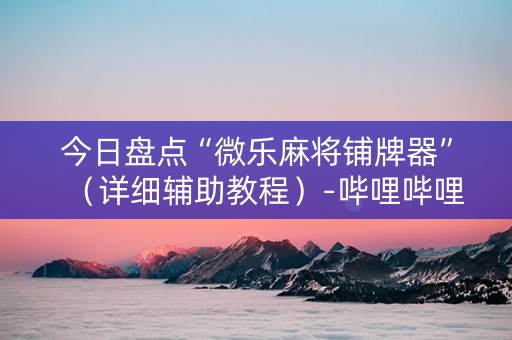 今日盘点“微乐麻将铺牌器”（详细辅助教程）-哔哩哔哩