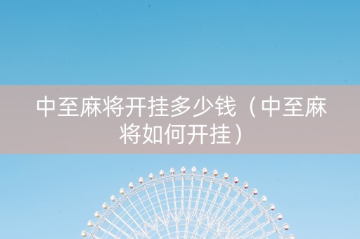 中至麻将开挂多少钱（中至麻将如何开挂）