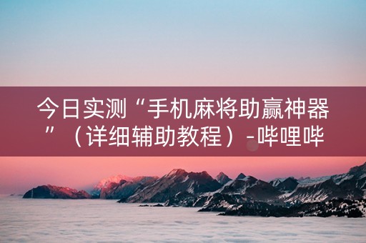 今日实测“手机麻将助赢神器”（详细辅助教程）-哔哩哔哩