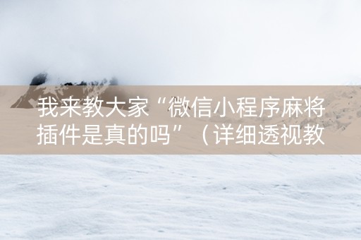 我来教大家“微信小程序麻将插件是真的吗”（详细透视教程）-哔哩哔哩