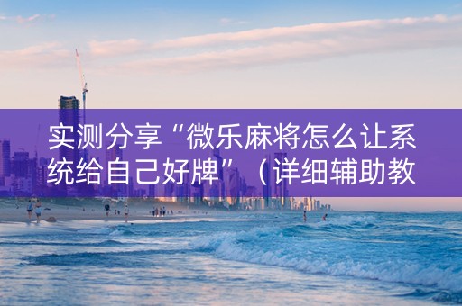 实测分享“微乐麻将怎么让系统给自己好牌”（详细辅助教程）-哔哩哔哩