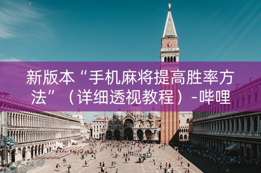 新版本“手机麻将提高胜率方法”（详细透视教程）-哔哩哔哩