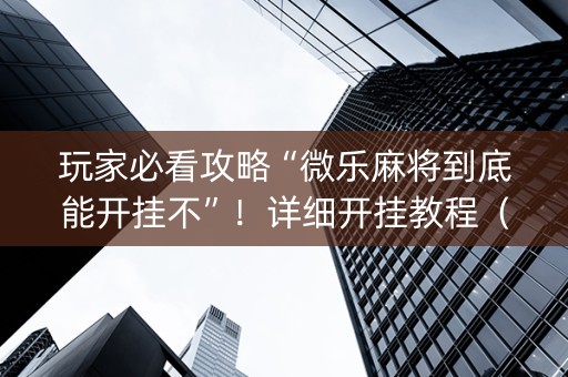 玩家必看攻略“微乐麻将到底能开挂不”！详细开挂教程（确实真的有挂)-知乎