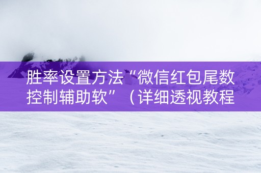 胜率设置方法“微信红包尾数控制辅助软”（详细透视教程）-哔哩哔哩