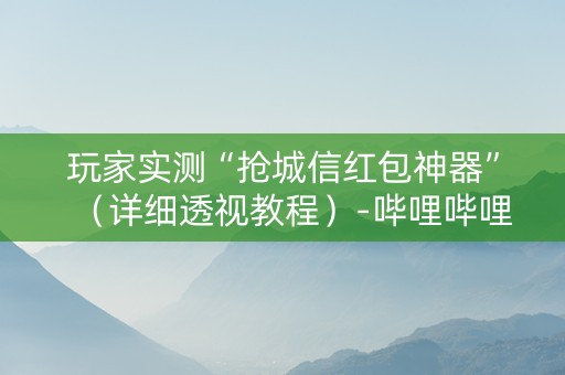 玩家实测“抢城信红包神器”（详细透视教程）-哔哩哔哩