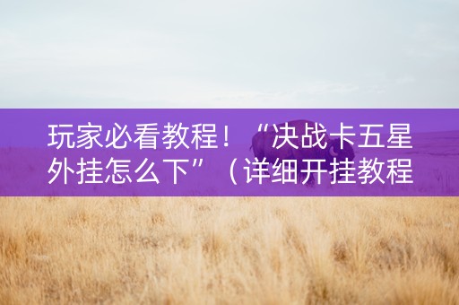 玩家必看教程！“决战卡五星外挂怎么下”（详细开挂教程）-哔哩哔哩