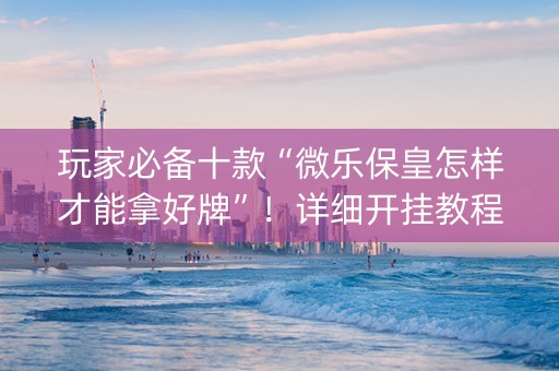 玩家必备十款“微乐保皇怎样才能拿好牌”！详细开挂教程（确实真的有挂)-知乎