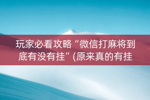 玩家必看攻略“微信打麻将到底有没有挂”(原来真的有挂)-知乎