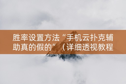 胜率设置方法“手机云扑克辅助真的假的”（详细透视教程）-哔哩哔哩