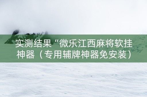 实测结果“微乐江西麻将软挂神器（专用辅牌神器免安装）