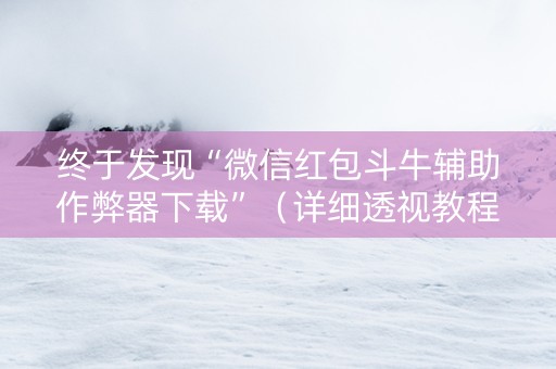 终于发现“微信红包斗牛辅助作弊器下载”（详细透视教程）-哔哩哔哩