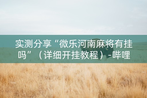 实测分享“微乐河南麻将有挂吗”（详细开挂教程）-哔哩哔哩