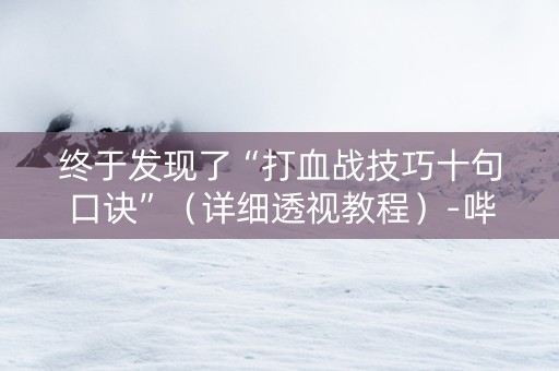 终于发现了“打血战技巧十句口诀”（详细透视教程）-哔哩哔哩