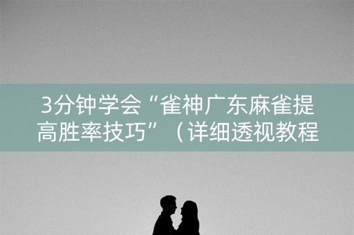 3分钟学会“雀神广东麻雀提高胜率技巧”（详细透视教程）-哔哩哔哩