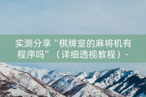 实测分享“棋牌室的麻将机有程序吗”（详细透视教程）-哔哩哔哩