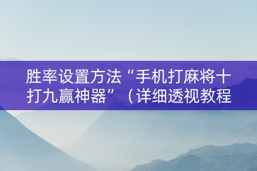 胜率设置方法“手机打麻将十打九赢神器”（详细透视教程）-哔哩哔哩