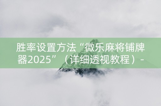 胜率设置方法“微乐麻将铺牌器2025”（详细透视教程）-哔哩哔哩