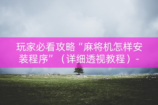 玩家必看攻略“麻将机怎样安装程序”（详细透视教程）-哔哩哔哩
