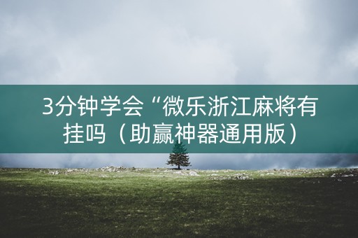 3分钟学会“微乐浙江麻将有挂吗（助赢神器通用版）