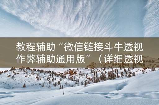 教程辅助“微信链接斗牛透视作弊辅助通用版”（详细透视教程）-哔哩哔哩