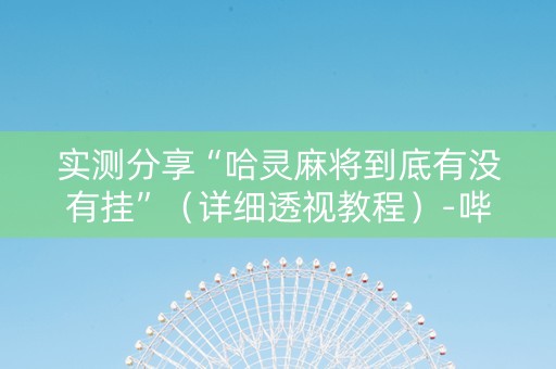 实测分享“哈灵麻将到底有没有挂”（详细透视教程）-哔哩哔哩