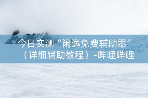 今日实测“闲逸免费辅助器”（详细辅助教程）-哔哩哔哩