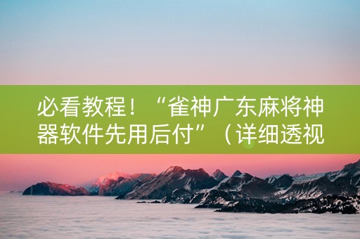 必看教程！“雀神广东麻将神器软件先用后付”（详细透视教程）-哔哩哔哩