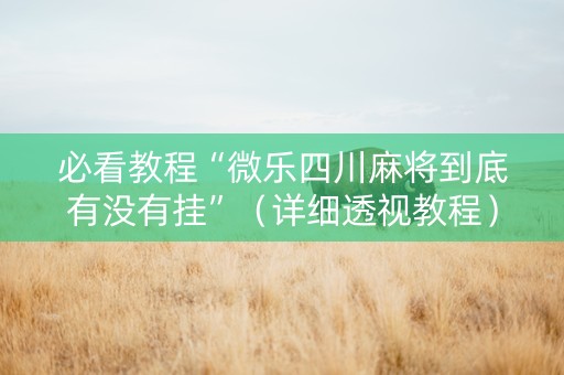 必看教程“微乐四川麻将到底有没有挂”（详细透视教程）-哔哩哔哩