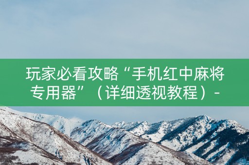 玩家必看攻略“手机红中麻将专用器”（详细透视教程）-哔哩哔哩