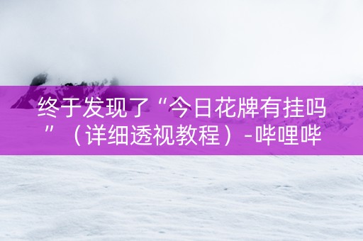 终于发现了“今日花牌有挂吗”（详细透视教程）-哔哩哔哩